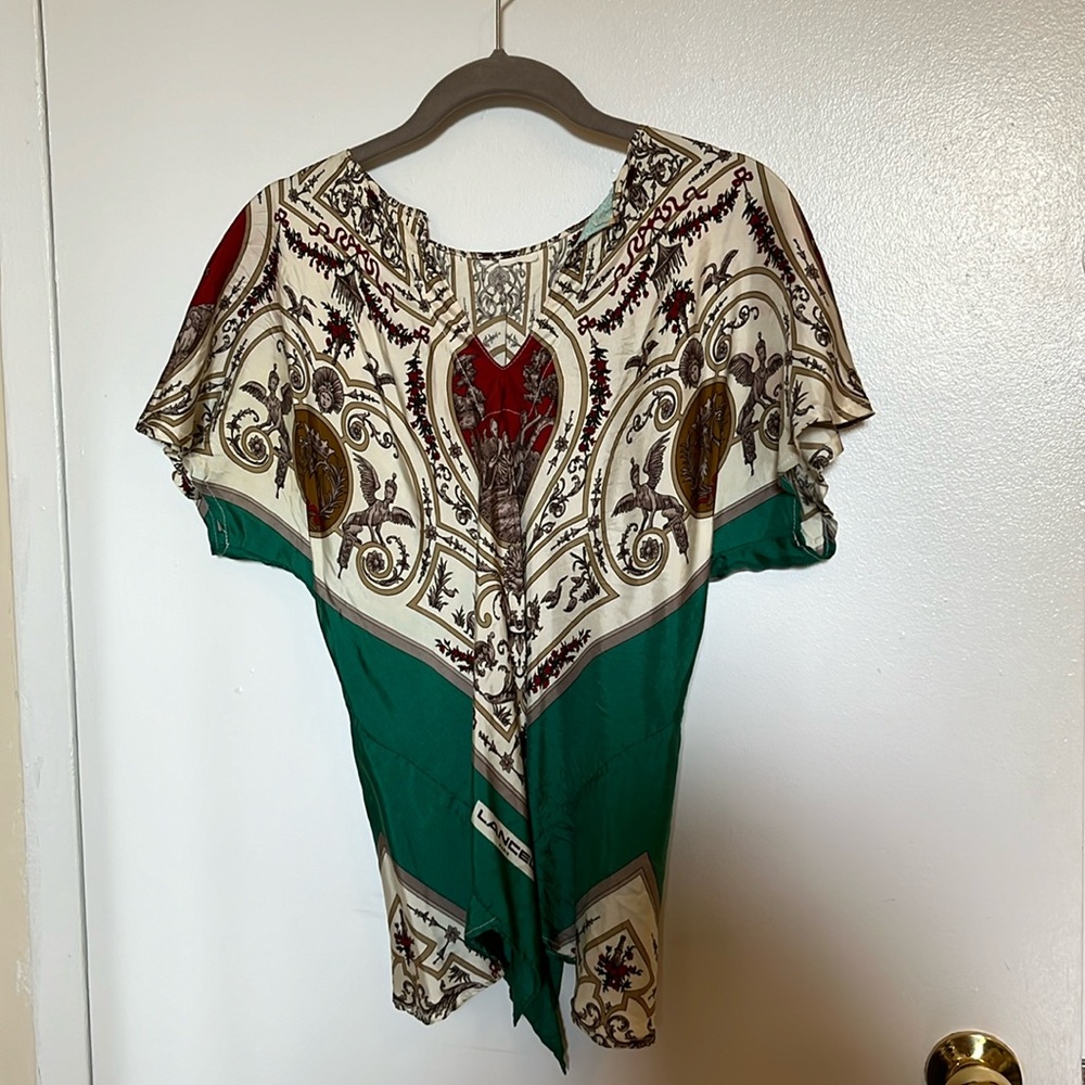 Elegant Green and Cream Blouse